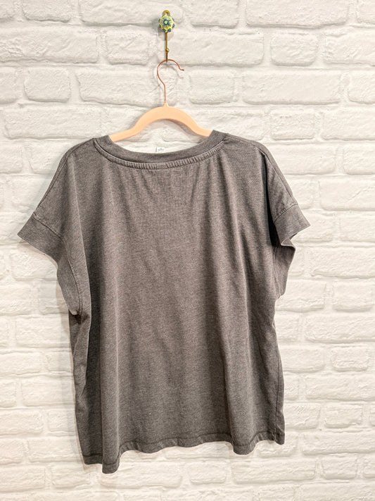 Upcycled Cap Sleeve "Look Me In The Eye" T-Shirt