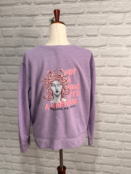 DoGoodly Up-cycled Sweatshirt, "My Body" and "Not A Monster" Print