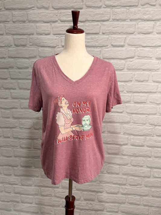 DoGoodly Up-cycled Mauve T-shirt, "On My Honor" Print
