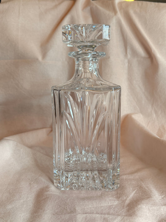 Vintage Royal Crystal Rock (RCR) Opera Crystal Decanter Set, Made in Italy, 2 Pc