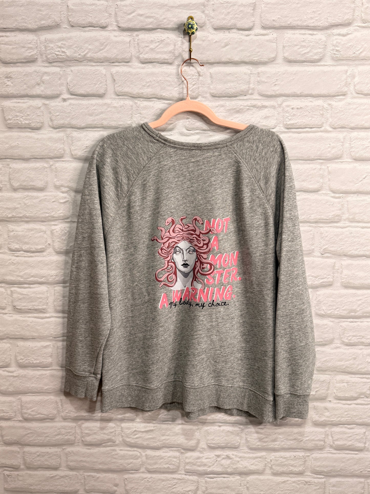DoGoodly Upcycled Top, "Not A Monster" Print, Old Navy Sweatshirt