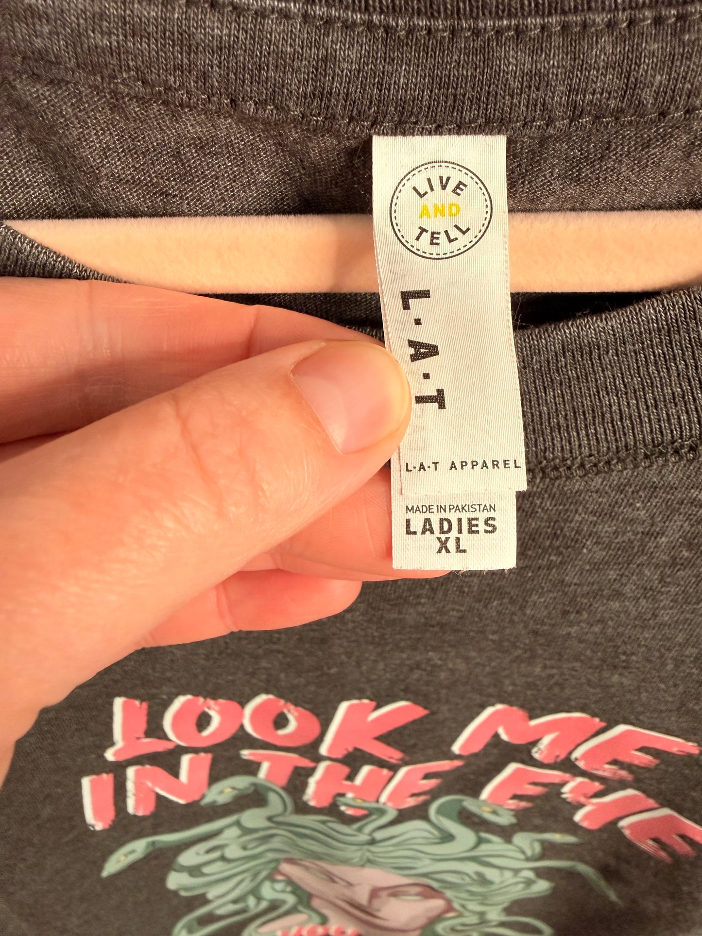 Upcycled Cap Sleeve "Look Me In The Eye" T-Shirt