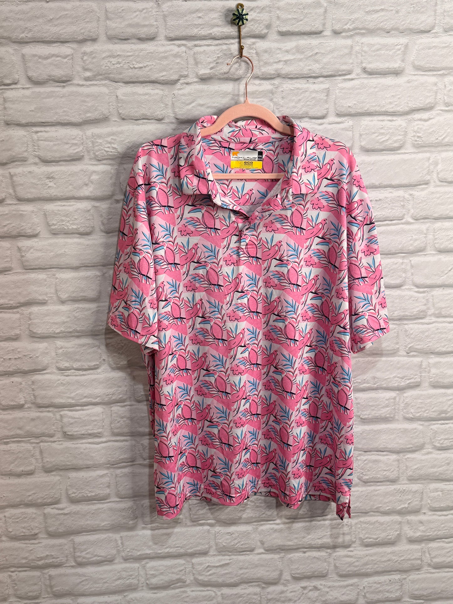 Nicklaus Eco Golf Shirt, Pink Birds