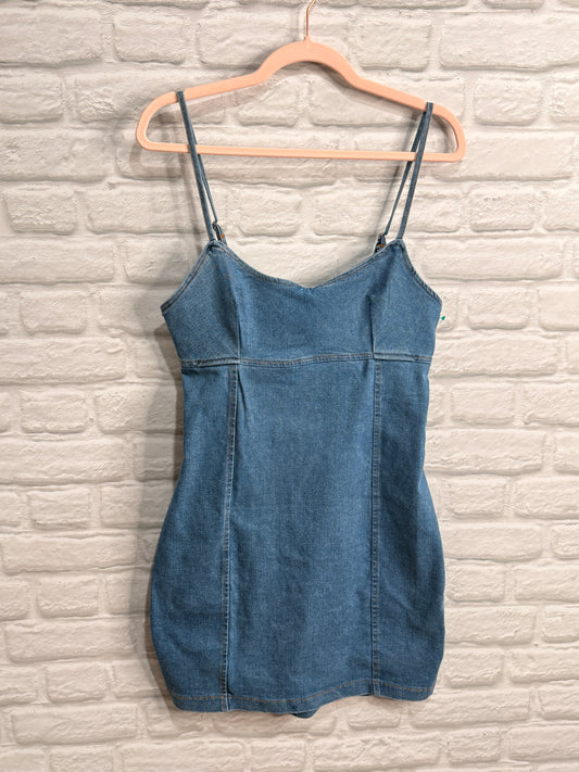 Vintage Style, Modern, Spaghetti Strap Blue Jean Dress