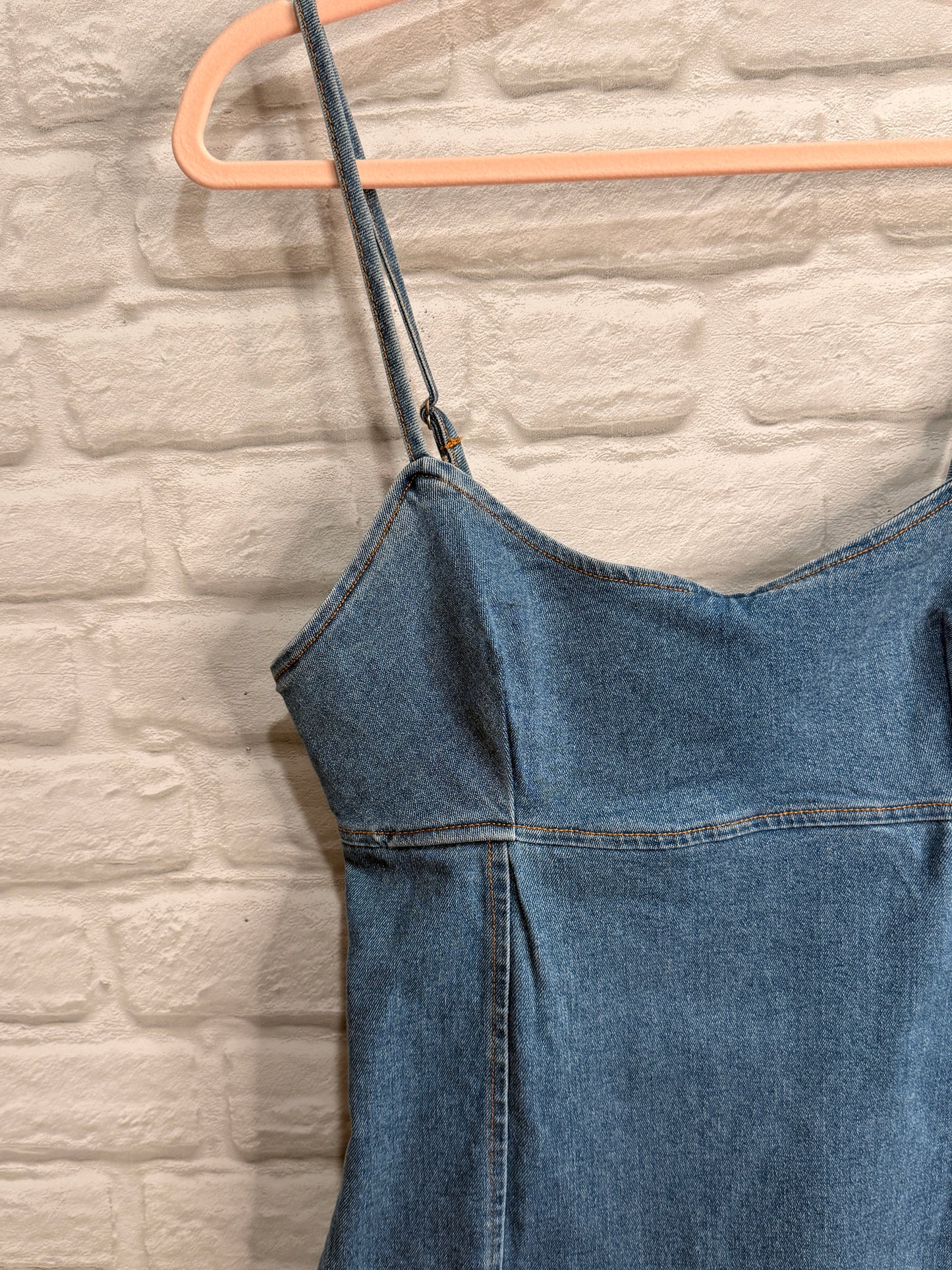 Vintage Style, Modern, Spaghetti Strap Blue Jean Dress