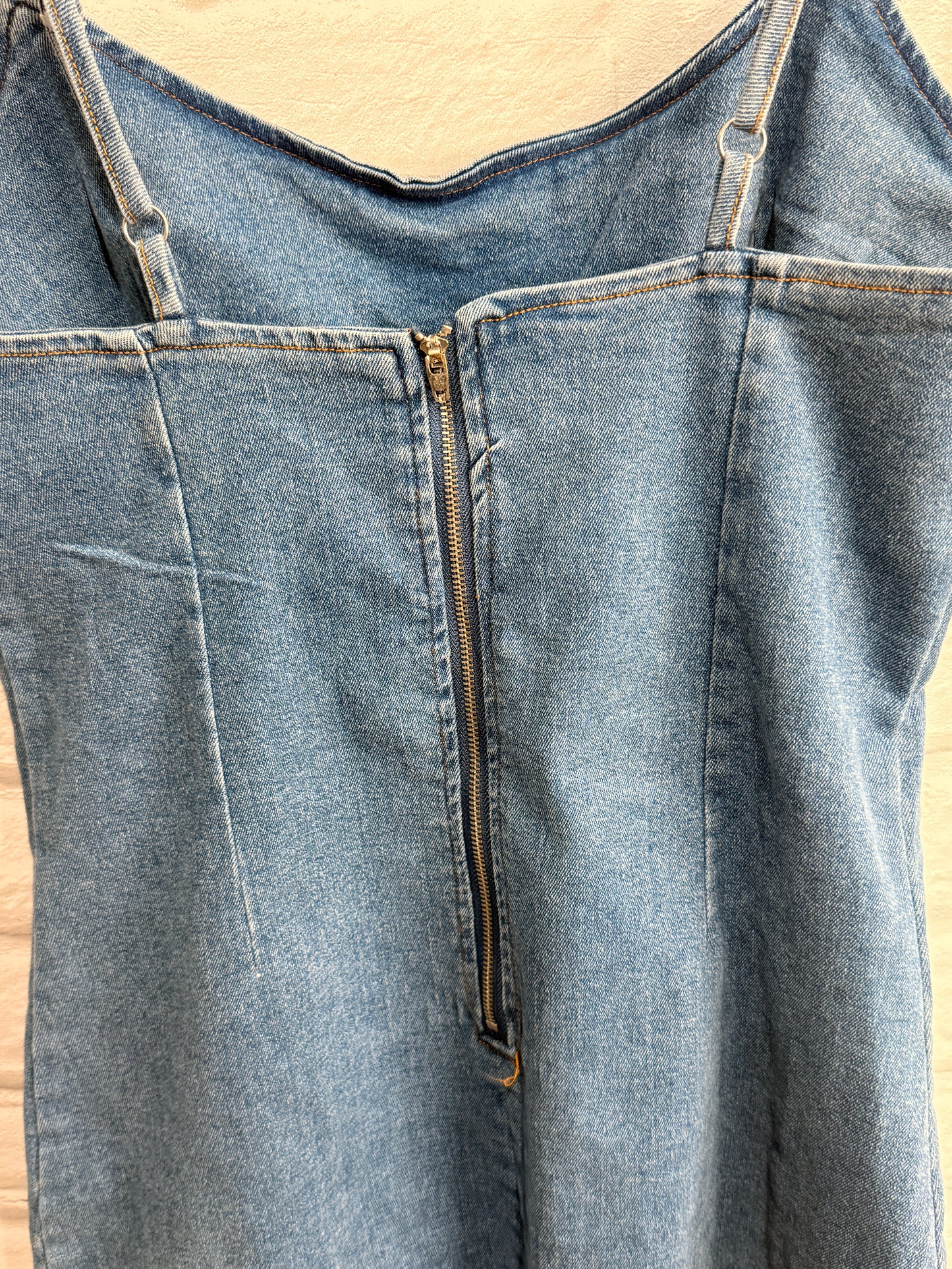 Vintage Style, Modern, Spaghetti Strap Blue Jean Dress