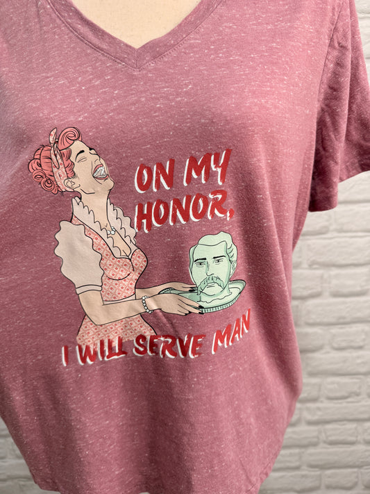 DoGoodly Up-cycled Mauve T-shirt, "On My Honor" Print