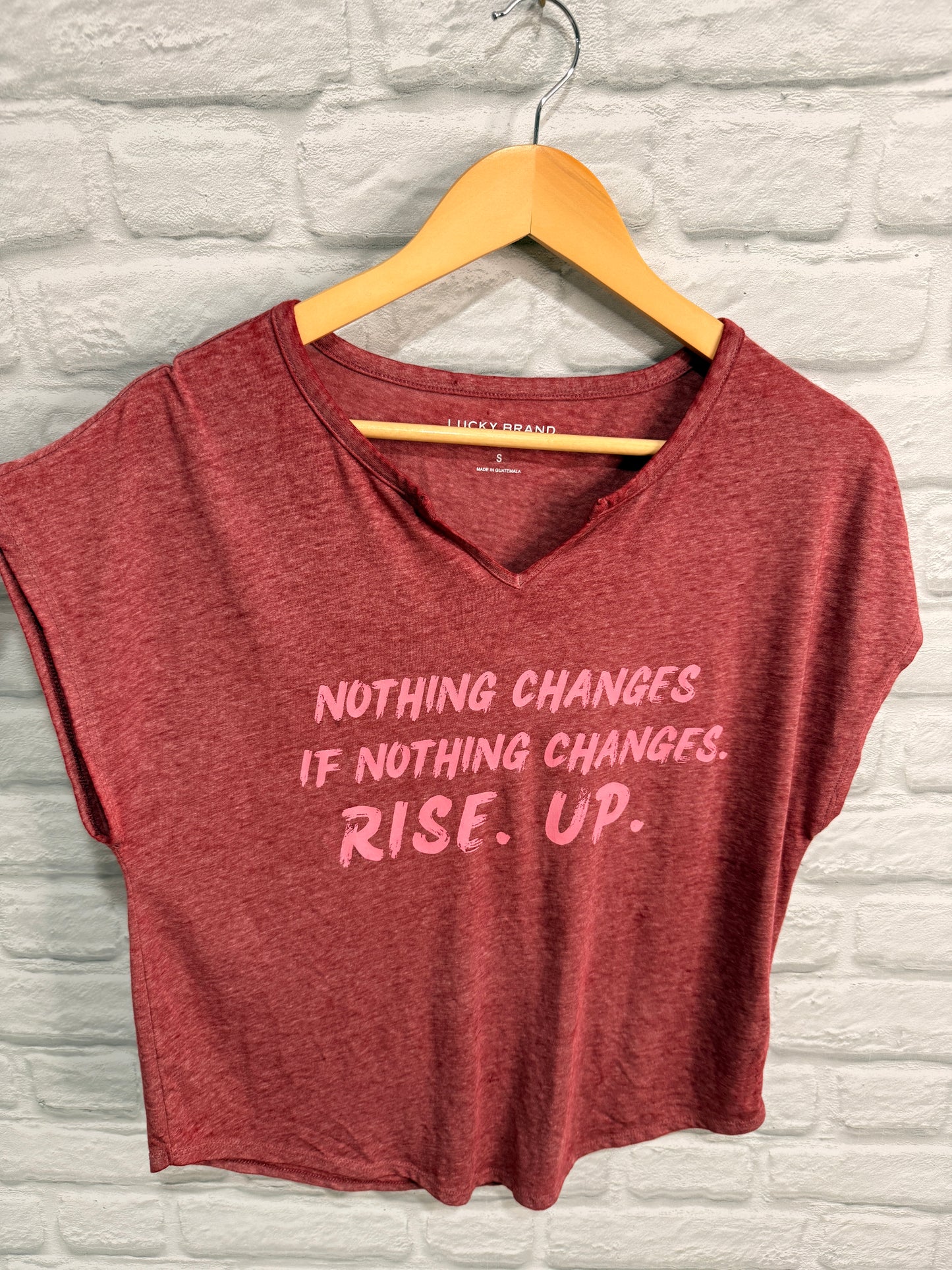 DoGoodly Up-cycled T-shirt "Nothing Changes" Print