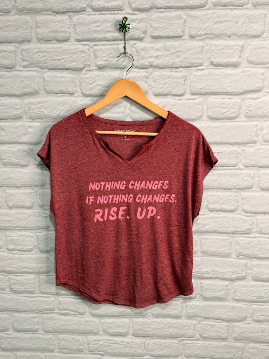 DoGoodly Up-cycled T-shirt "Nothing Changes" Print