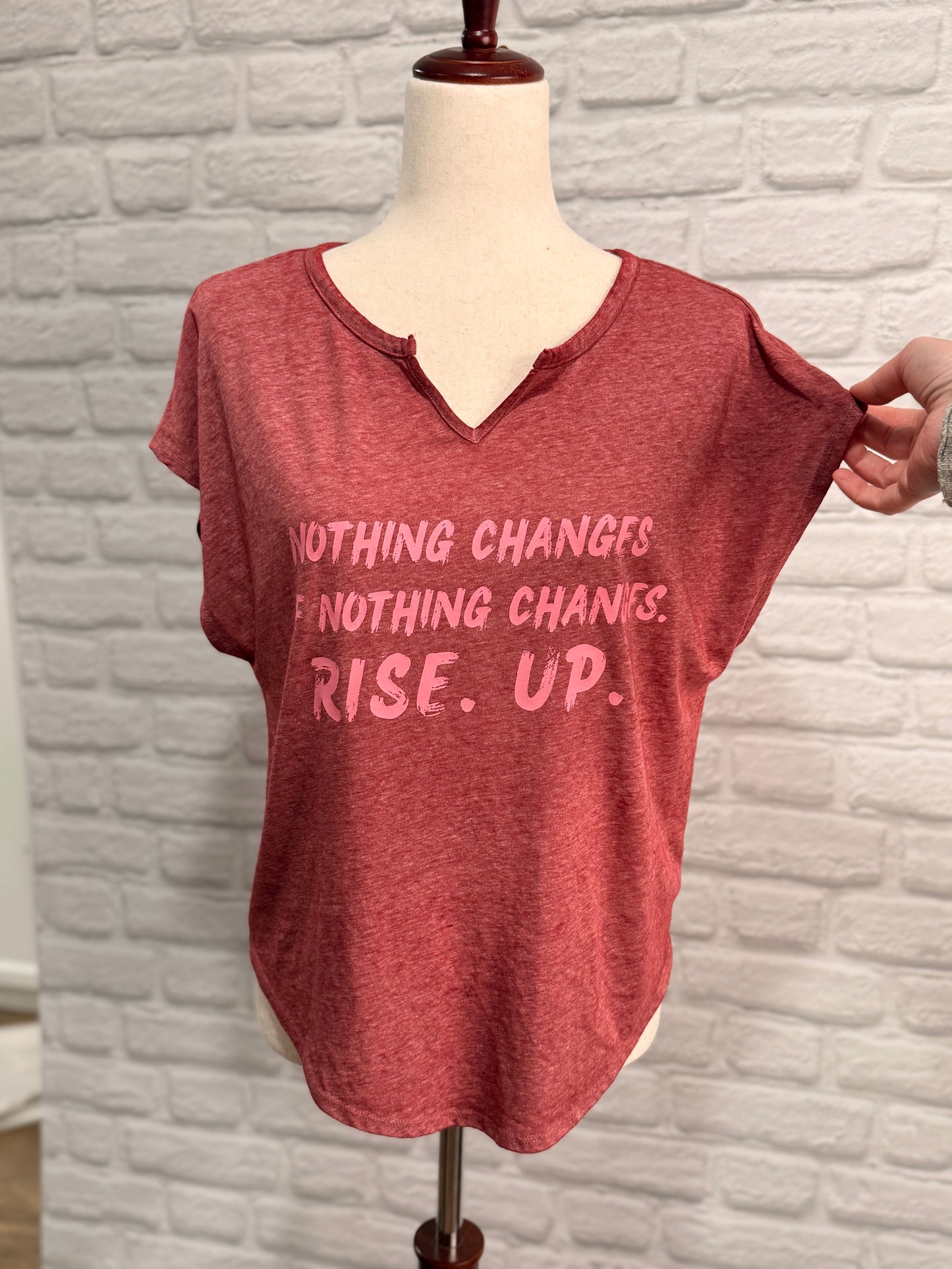 DoGoodly Up-cycled T-shirt "Nothing Changes" Print