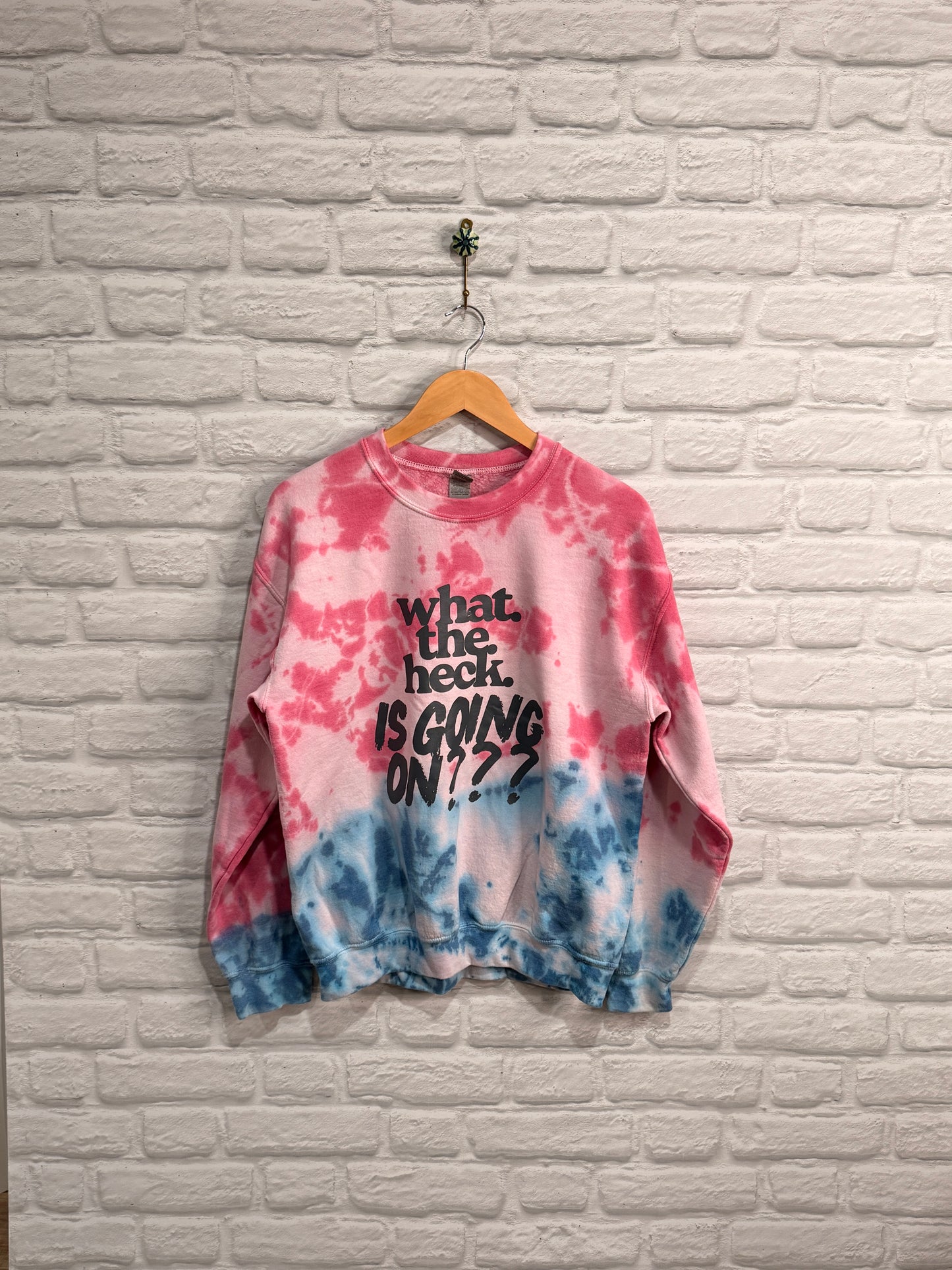DoGoodly Upcycled Printed Sweatshirt, "What The Heck" Print