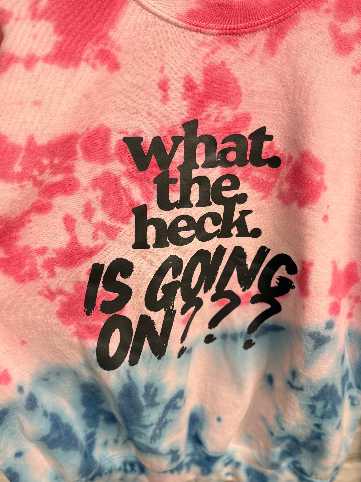 DoGoodly Upcycled Printed Sweatshirt, "What The Heck" Print