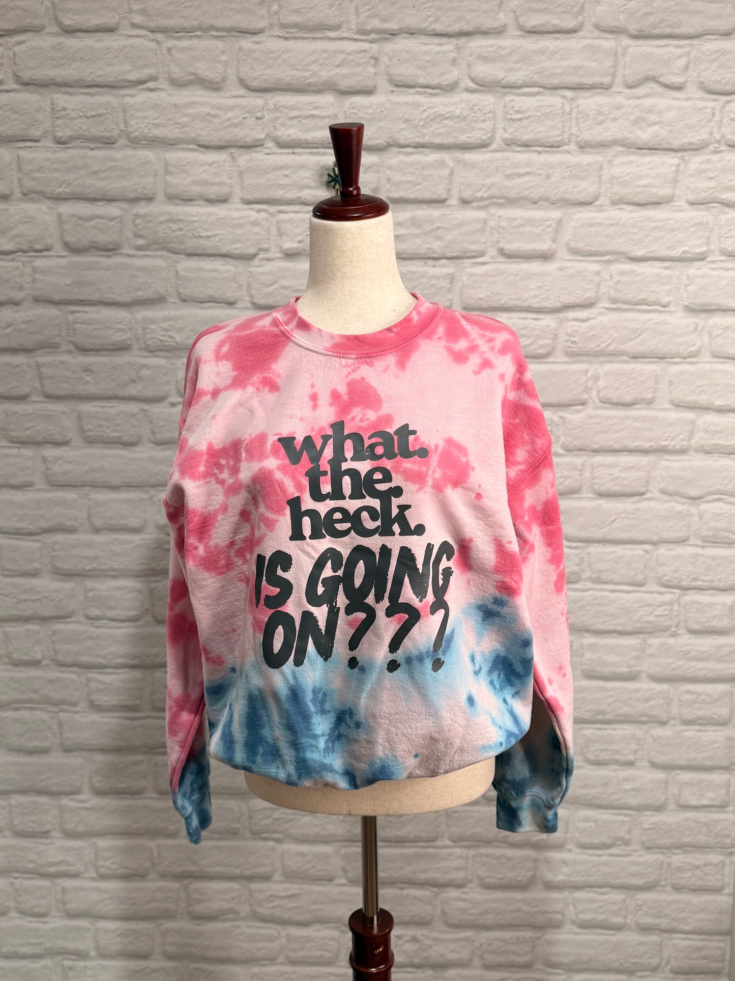 DoGoodly Upcycled Printed Sweatshirt, "What The Heck" Print