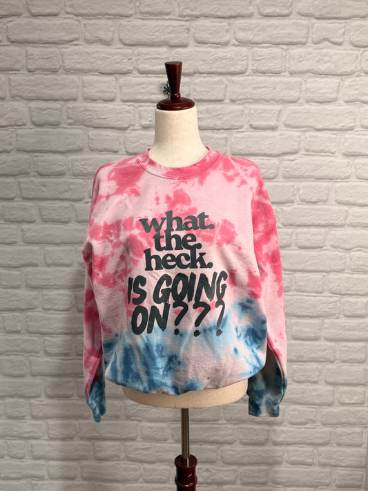 DoGoodly Upcycled Printed Sweatshirt, "What The Heck" Print