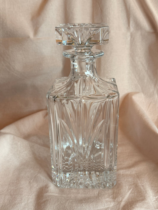 Vintage Royal Crystal Rock (RCR) Opera Crystal Decanter Set, Made in Italy, 2 Pc