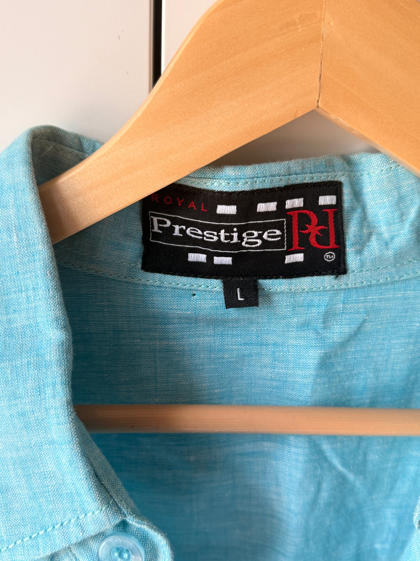 Prestige 100% Linen Button-down, Aqua Blue, Beach
