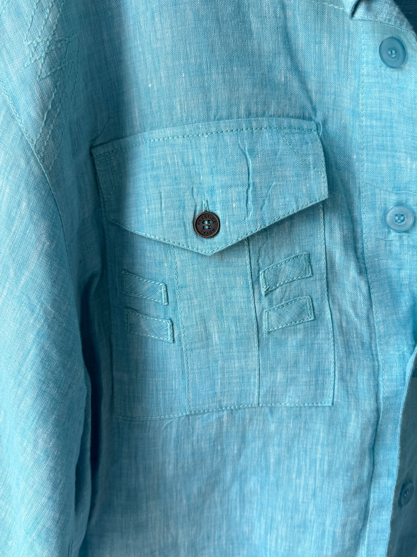 Prestige 100% Linen Button-down, Aqua Blue, Beach