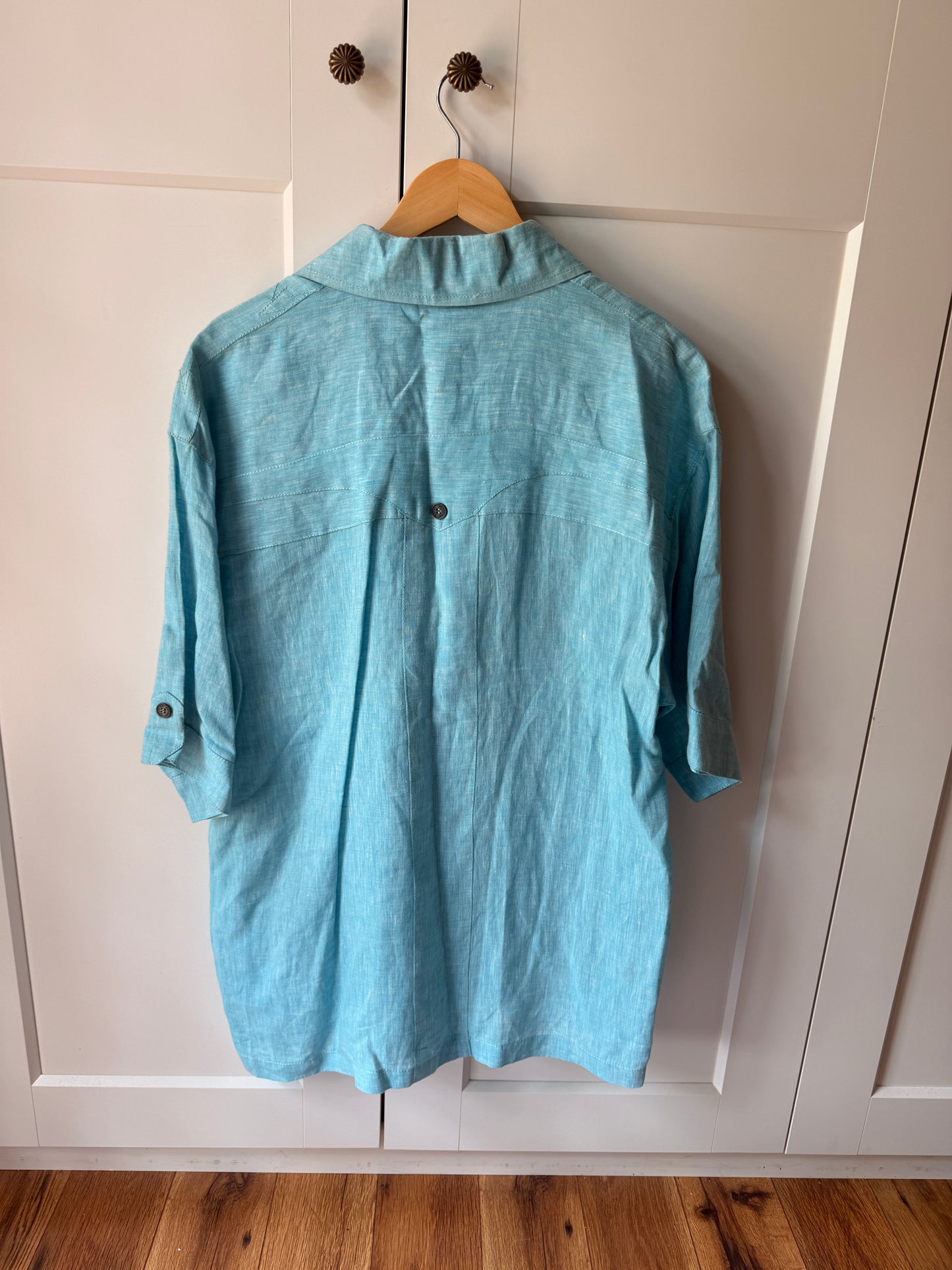 Prestige 100% Linen Button-down, Aqua Blue, Beach
