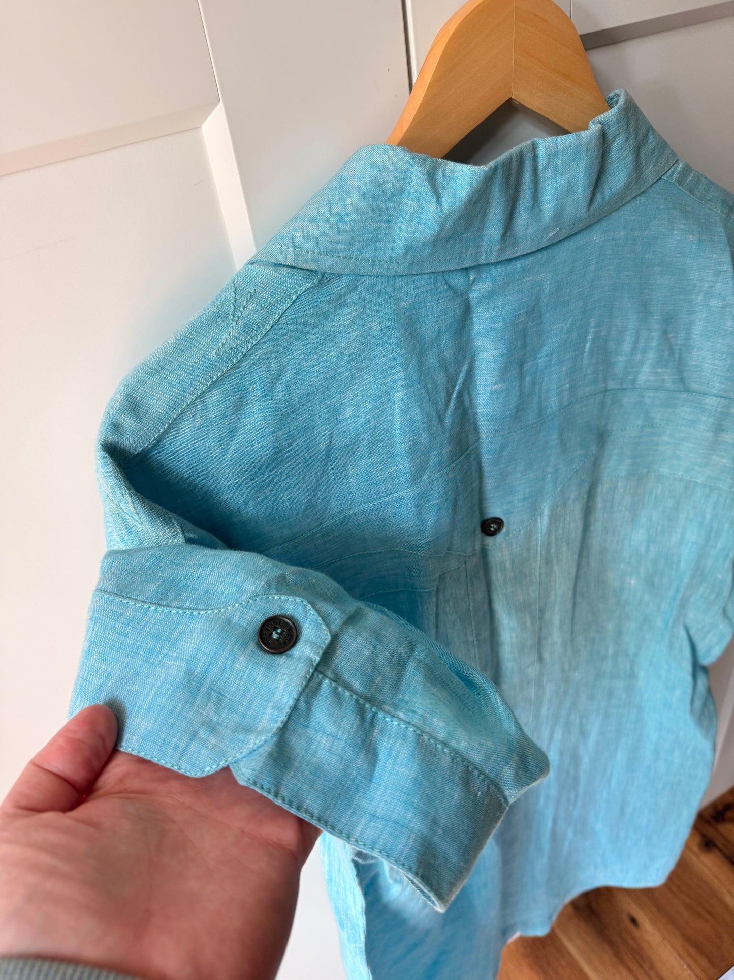 Prestige 100% Linen Button-down, Aqua Blue, Beach